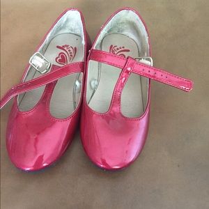 Red pant in leather toddler shoe